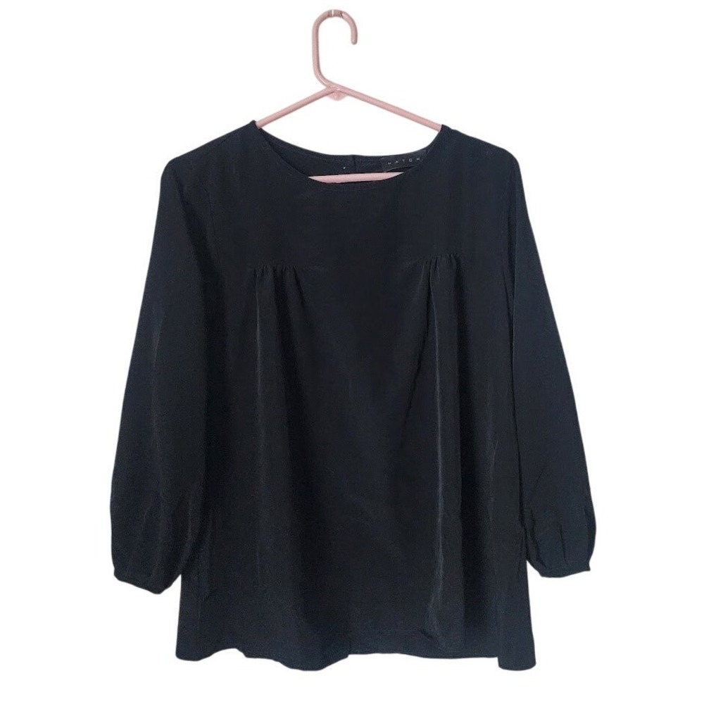 HATCH The Delfina Top in Black Maternity blouse button back size 0